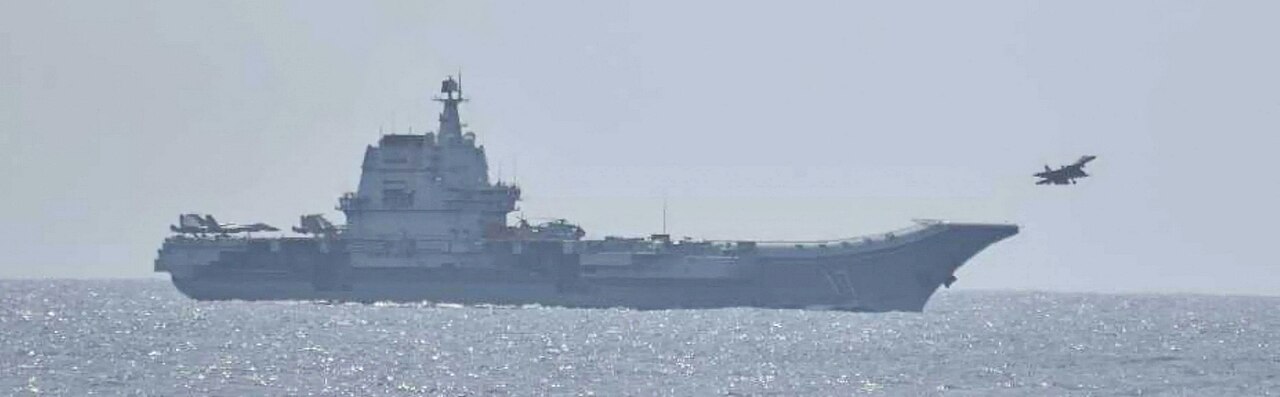 A PLAN Shenyang J-15 carrier-based fighter aircraft is taking off from Chinese aircraft carrier PLANS Shandong (CV-17) 20230410.jpg